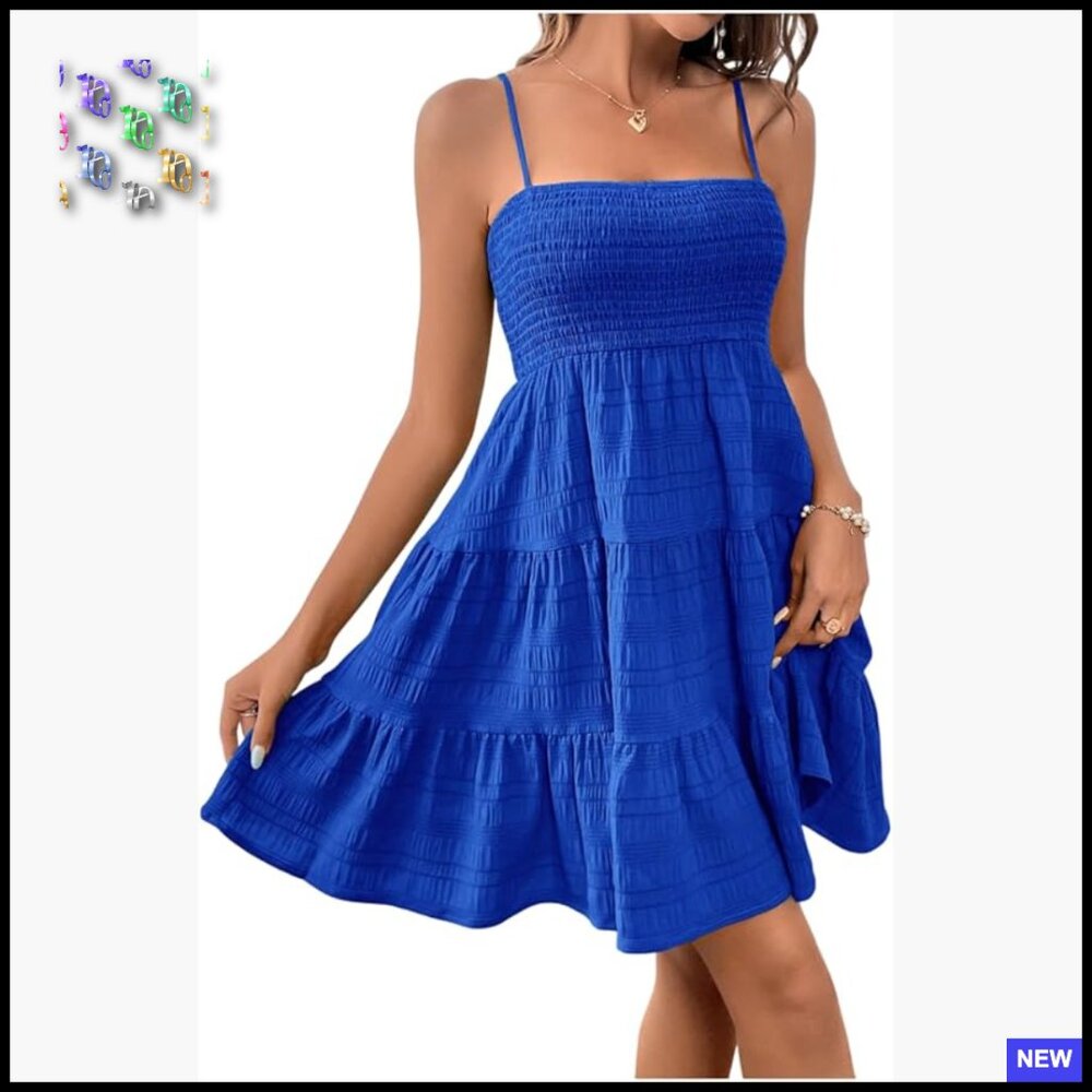 Sleeveless A-Line Mini Dress Adjustable Straps Open Back Casual Chic Summer